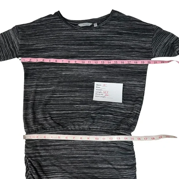ATHLETA Dress Topanga Stretch Ruched Sides Long Sleeves Black Heather Gr… - Picture 9 of 13